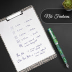 Jaipur V2 Piston Filled Refillable Fountain Pen - Jade Ultra Flex Cursive Pen w/Stainless Steel Nib - Luxury Pens w/Acrylic Body & Ebonite Feed - Fountain Pens for Journaling & Calligraphy