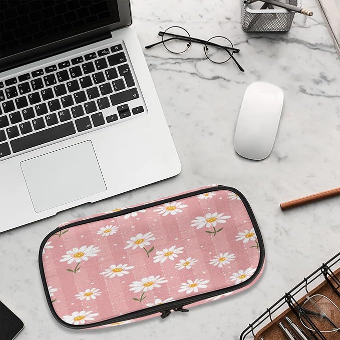 Pardick Flower Daisy Pencil Case，Big Capacity Pencil Pouch Coin Pouch Stationery Organizer For Teen School