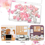 XLIUAX 40Pcs Flower Push Pins, Rose Thumb Tacks Cute Pink Thumbtacks for Cork Board Decorative Push Pins for Bulletin Board Photos Wall Maps Offices