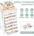 SYKIARIOL Rolling Cart with Drawers,8 Drawer Rolling Cart,Rolling Drawer Cart,Rolling Storage Drawer Cart,White Rolling Cart,Utility Cart with Drawers and Wooden Tabletop
