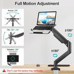 MOUNT PRO Laptop Arm Mount for Desk, 2 in 1 Function Monitor Laptop Stand, Fits Max 17" Notebook and 32" Computer Screen, Aluminum Single Monitor Holder with Adjustable Tray, Holds up to 22lbs