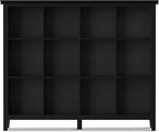 SIMPLIHOME Artisan Bookcase - 57 inch Tall 12-Cube Solid Wood Cube Organizer in Black, Transitional Storage Bookcase for Living Room, Study Room or Office with Fixed Shelves and Tapered Legs