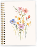 JWVK Vintage Wild Flower Botanical Plant Notebook 04,Rustic Spring Floral Cottagecore Notebook Journal for Work Office School Student Teacher,Hardcover Spiral Notebook 5.5x8.6