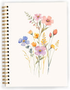 JWVK Vintage Wild Flower Botanical Plant Notebook 04,Rustic Spring Floral Cottagecore Notebook Journal for Work Office School Student Teacher,Hardcover Spiral Notebook 5.5x8.6