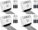 Vantamo Identity Protection Roller Stamps Wide Kit, Including 3-Pack Refills - Designed for Secure Confidential ID Blackout Security, Anti Theft and Privacy Safety (4-Pack White)