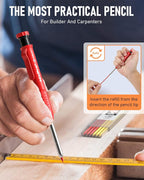 Nicpro 4 Pack Carpenter Pencils with Sharpener, Construction Mechanical Pencil Set with 52 Refills, Heavy Duty Working Tools, Long Nib Marker Pens for Architect Marking (Red, Black, Yellow, Green)