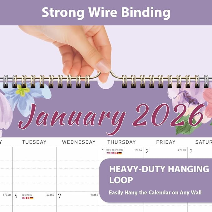 2026 Wall Calendar, Monthly Wall Calendars, Jan 2026 - Jun 2027, Desk Planner (8.5" x 11"), Hanging for Home, School, Office Supplies