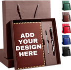 Vebermo Personalized Journal Notebook Set with Pen & Gift Box, Custom Name/Logo Notebook Black A5 College Ruled Lined 8.26''x5.9'' Personalized notebook Gifts for Men and Women,200 Pages,Brown