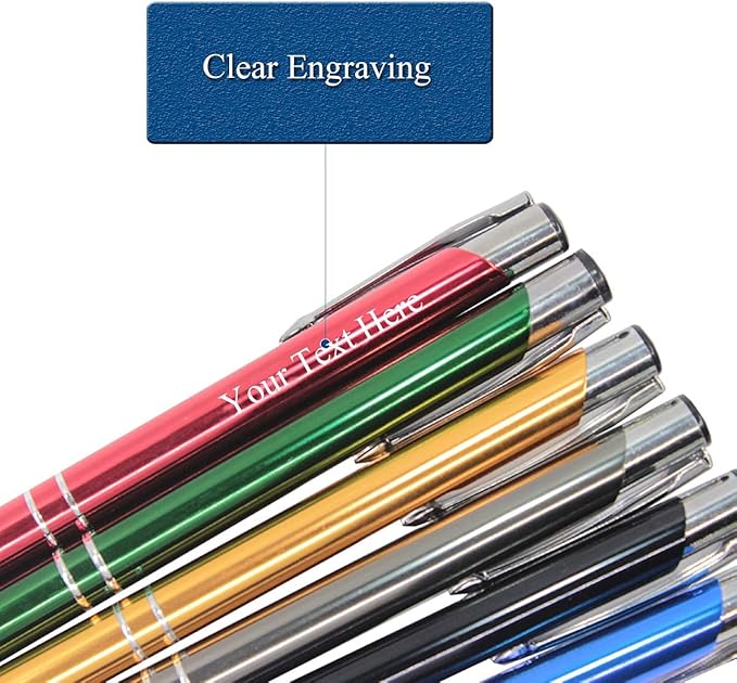 HH-STUDIO CUSTOM 50 Promotional Metal Ballpoint Pen Engraved With Your Logo Company Info or Message