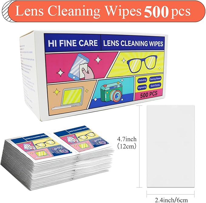 Pre-Moistened Lens Cleaning Wipes, Cleaning Wipes for Glasses, Computer & Laptops Screens, Smart Phones, Optical Lens, Goggles, and Watch Screen l Quick-Dry and Scratch-Free (Black)