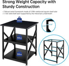 Fannova Printer Stand, 23.6 x 23.6 x 30.1 Inches Large Square Printer Table with Height Adjustable Storage Shelf, 3 Tier Rolling Printer Cart with Industrial Wheels for Home Office - Black