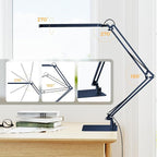 SKYLEO LED Desk Lamp with Slim Base - Adjustable Swing Arm Desk Light, Dimmable, Timer, Eye Protection, Memory Function, 1300LM, 12W, Blue