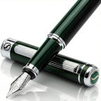 Scriveiner British Racing Green Fountain Pen - Stunning Luxury Pen with Chrome Finish, Schmidt Nib (Medium), Best Pen Gift Set for Men & Women, Professional, Executive, Office, Nice Pens