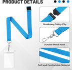 24-Pack Sky Blue Breakaway Lanyards with Waterproof Badge Holders, Polyester Neck Straps for ID Cards, Events, Office, and Schools