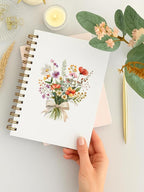 BitKan Cottagecore Floral Spiral Notebook, Pretty Colorful Wildflower Flower Aesthetic Journal, Floral Journal for Women, Preppy Bow Botanical Flower Notebook 5.5x8.3 Inch-375