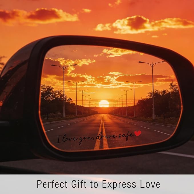 8PCS Car Stickers,I Love You Drive Safe Mirror Sticker,Cars Decals,Car Accessories Waterproof Vinyl Rearview Mirror Decal Decor,Cute Auto Stickers&Decals for Women Christmas Birthday Gift for Her/Him