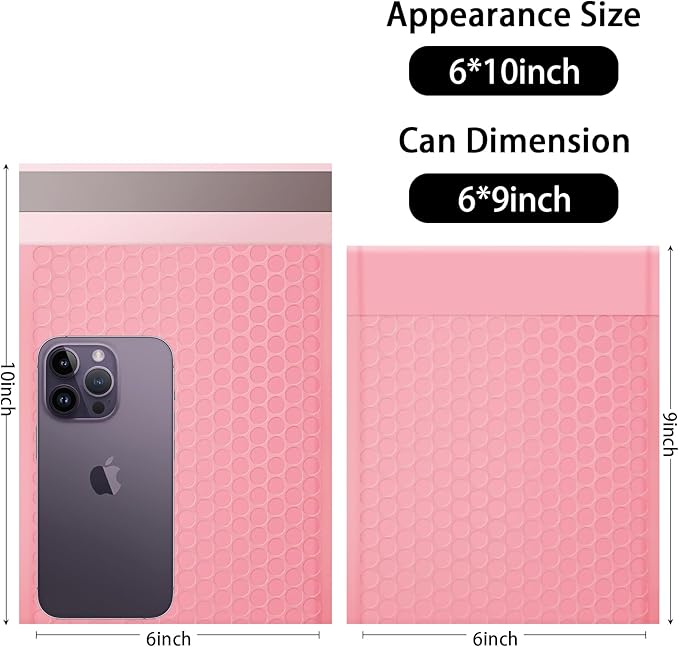 skardeco 6x10 Inch Pink Bubble Mailers 80 Pack Self-Seal Poly Padded Envelopes Suitable for Small Businesses to Package and Mail Jewelry Cosmetics, Electronic Products, Cards (Pink, 6x10-80)