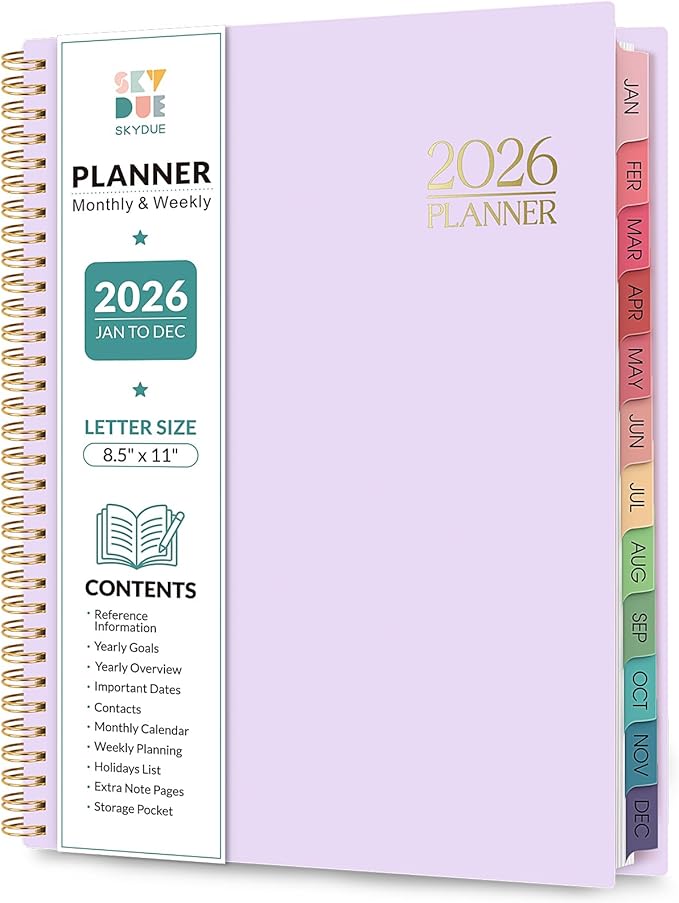 2026 Planner, Weekly and Monthly Planner, January 2026 - December 2026, Hardcover Agenda Planner with Monthly Tabs, Goal Setting & Time Management Organizer for Professionals & Students, 8.5" x 11"
