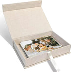 Sprsthai 8x10 Archival Photo Storage Box with Lid – Stackable Memory Keepsake Organizer for Photos, Certificates, Jewelry & Scrapbooking Supplies Beige