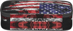 YIJIUWKIS Kids Pencil Case for Boys Girls, Usa Flag Style Pencil Pouch Big Capacity Black Portable Pencil Box Stationery Storage Desk Pen Bag for School Office