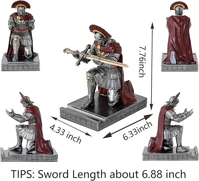 HDMbigmi Centurion Cloak Warrior Knight Pen Holder Mobile Phone Stand Desk Organizers and Accessories as Gift for Office and Home (Iron)