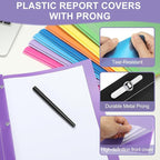 PATIKIL Plastic Report Covers with Prong, 10 Pcs 80 Sheet Clear Front Presentation Binders with 3 Metal Prong Fasteners Report Folder for Resume Documents Files Letter, Rose Red