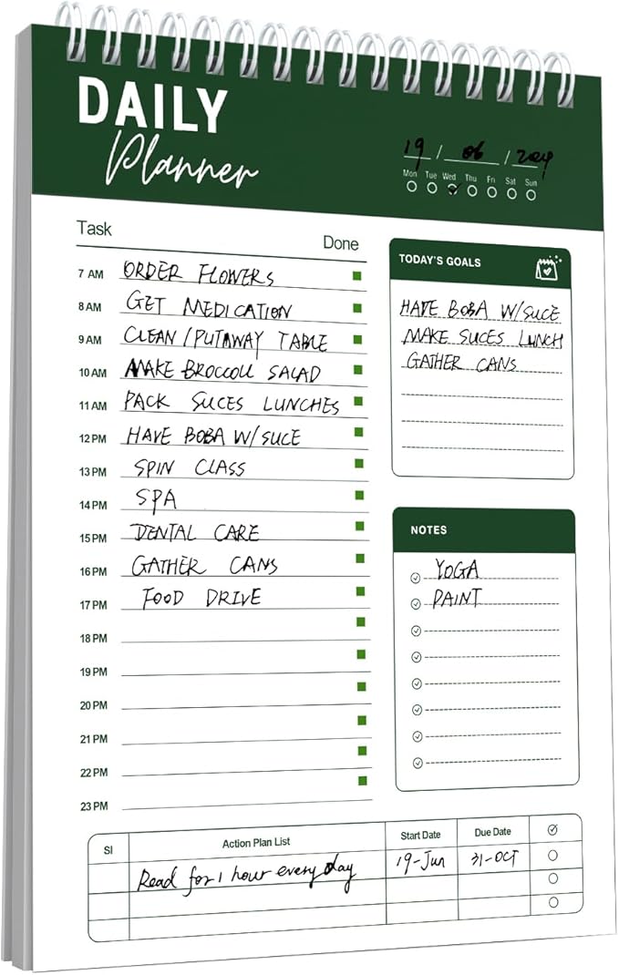 To Do List Notebook Daily Planner A5 CheckList Pad 52 Sheets, 5.9" x 8.2" Daily Schedule Goal and Tasks Setting Notepad Productivity Planner, Spiral Appointment Organizers, A5-DG