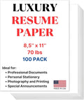 Cranium Press 70lb Luxury Resume Paper, Bright White 8.5" x 11" Business Paper | 100 Sheets, Perfect for for Resumes, Letterhead, Invitations, and Professional Documents