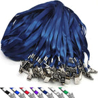 Beebel Lanyards 100 Pack Nylon Flat Badge Lanyard for Id Badge Name Tag (Navy Blue, 100 Pack)