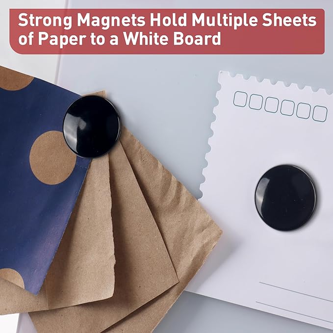 36 Pcs TOWON Strong Magnets for Glass Whiteboard, Dry Erase Board Magnets, Large, Round, Black Rare Earth Magnet for Classroom Kitchen Office Accessories