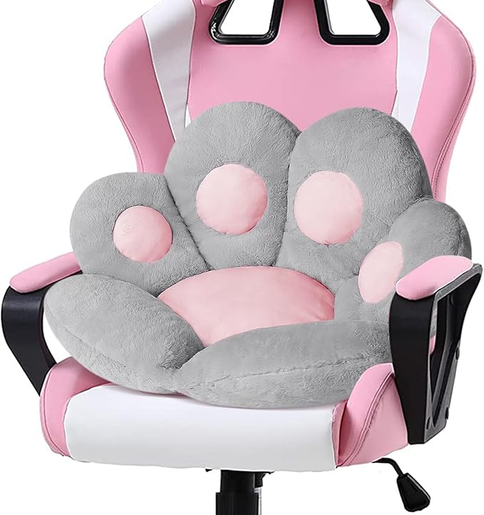 Ditucu Cat Paw Cushion Kawaii Chair Cushions 27.5 x 23.6 inch Cute Stuff Seat Pad Comfy Lazy Sofa Office Floor Pillow for Gaming Chairs Room Decor Grey
