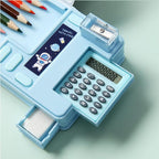 Ristpal Pop Up Multifunction Pencil Case, Cute Cartoon Pen Box Organizer Stationery with Calculators, Sharpener, Schedule, School Supplies, Best Birthday Gifts for Kids Teens (Light Blue)