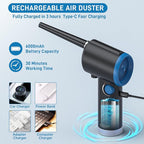 ATEngeus Compressed Air Duster, Electric Air Duster, Cordless Air Duster for Computer, Stepless Speed, Keyboard Cleaner, Replace Canned Air, Brushless Motor, 6000mAh