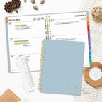 SUNEE 2026 Weekly and Monthly Planner - from January 2026 - December 2026, Daily Agenda Planner with Monthly Tab, Flexible Cover, Note Pages, Pockets, Bookmark, Spiral Binding, Gray Blue, 8.5"x11"