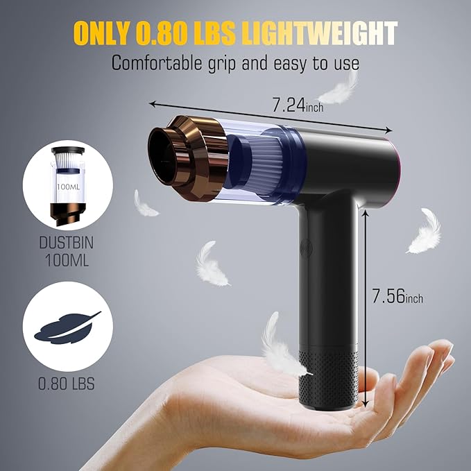 Get Comfy 12000 Pa 4-in-1 Cordless Car Vacuum Cleaner Handheld Air Duster Pump & Blower with Brushless Motor | Portable Mini Vacuum for Car, Home & Office with Type-C Fast Charging