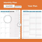 IN-LUXPRO Planner 2026 Daily Weekly and Monthly,8.5"x6.5",12 Months Spiral Bound Calendar Agenda with Self-adhesive Pen Holder,2026 Appointment Book with Vegan Leather Soft Cover,Orange