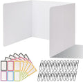 ZYINOZOC 24 Pack Desk Dividers for Students,3-Fold Privacy Screens,Testing Dividers for Classroom Waterproof,Plastic Easy Clean Privacy Shields for Student Includes Extra Labels