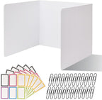 ZYINOZOC 24 Pack Desk Dividers for Students,3-Fold Privacy Screens,Testing Dividers for Classroom Waterproof,Plastic Easy Clean Privacy Shields for Student Includes Extra Labels