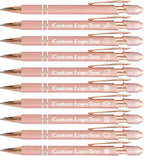 CRME Personalized Pens Custom Ballpoint Pen with Stylus Tip Customized Engraved Pens with Name/Logo Nurse Gifts Office Supplies for Women Metal Clip Ideal for Birthday School Party Rose Gold