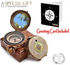 Trust in The Lord With All Your Heart - Proverbs 3:5-6 Quote Engraved Compass With Wooden Box, Greeting Card, Gift Compass, Graduation Day Gifts 2024 for Women Men Boys Girls