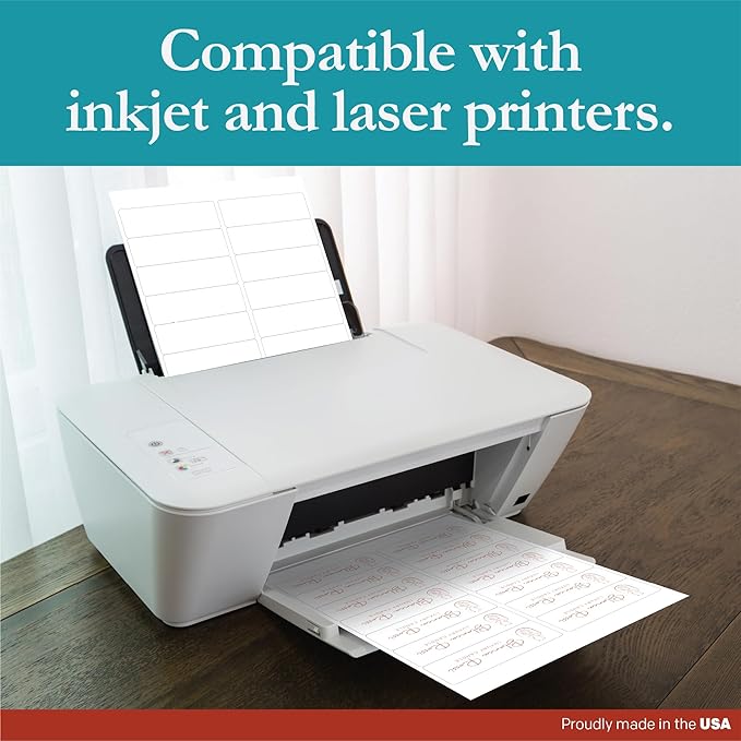 Premium Label Supply White Sticker Mailing Labels – 4" x 1.33" – Laser/Inkjet Compatible – (14 per Sheet), 500 Sheets – 7000 Total Adhesive Labels