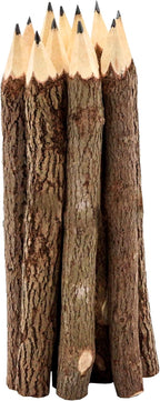 BSIRI Natural Twigs Wooden Pencils Handcrafted Suitable for Kids and Teachers For Woodland Bark Decorations Party Wood Gifts Twig Stick Pencils Vintage Favors Supplies for Classroom