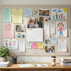 DexBoard 60 x 36 Inch Foldable Large Bulletin Board for Wall - Felt Cork board with 30 Pins & Self-Adhesive Tape, Lightweight Durable Pin Board for Home, Office, School, Classroom, Kitchen (Ivory Tan)
