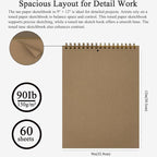 Fuxi Toned Tan Sketchbook 9x12-60 Sheet Acid Free Toned Paper, Professional Drawing Pad for Artists & Art Students.