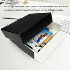 Lineco Museum Archival Storage Box, 11.75x18.25x3 in. Drop Front Design. Acid-Free with Metal Edge. Organize Photos, Pictures, Prints, Documents, Crafts, DIY. Black, 1 Pack