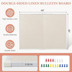 AMUSIGHT Double-Sided Large Cork Board with Linen, 48" x 36" Foldable Hanging Aluminum Framed Bulletin Board, Vision Board Pin Board Corkboards for Walls, Office, School Decor, 20 Pushpins