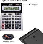 YEBMoo 12 Digit Desktop Calculator with Large LCD Display and Sensitive Button, Dual Solar Power and Battery, Standard Function for Office (YE1200v)