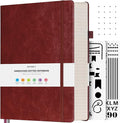 OFFIGIFT Dotted Journal Notebook, 312 Numbered Pages Large B5 Hardcover Leather Notebook, 100gsm No Bleed Paper Dot Grid Notebook with Index Pages, Dot Journal for Women Men, 7.6'' X 10'', Burgundy