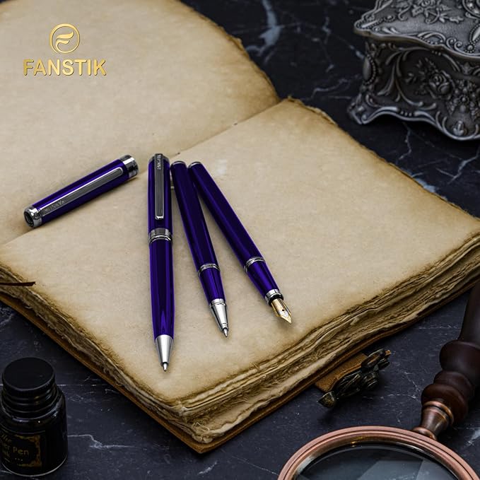 FANSTIK Customized Luxury Rollerball pen, fancy gift set for women, Professional executive pen gift set for men and Woman (B Lux RollerBall Set)