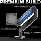 VIVO Premium Aluminum Heavy Duty Monitor Arm with 3.0 USB Ports, Fits Ultrawide Monitors up to 49 inches and 33 lbs, Single Desk Mount Stand, Pneumatic Height, Max VESA 100x100, Black, STAND-V101G1U